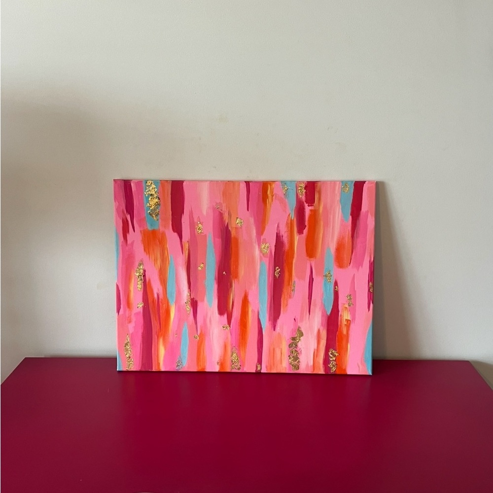 Abstract Pink and Gold Canvas Art